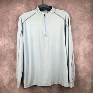 Tasc Shirt Mens Medium Bamboo Organic Cotton 1/4‎ Zip Pullover Long Sleeve Blue